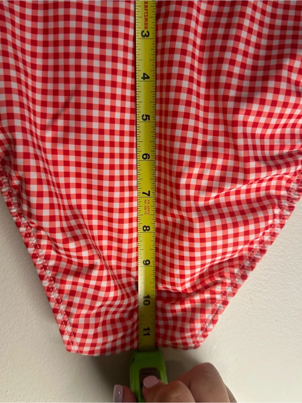No Boundaries Womens XL Cheeky High Leg Bikini Bottom Red Gingham Stretch NEW